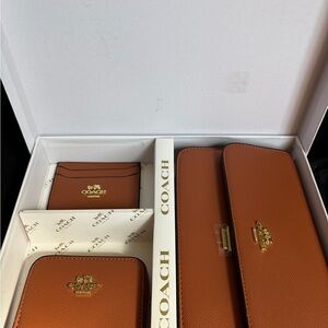 Coach  Wallet and Cardholder Set in Saddle Brown